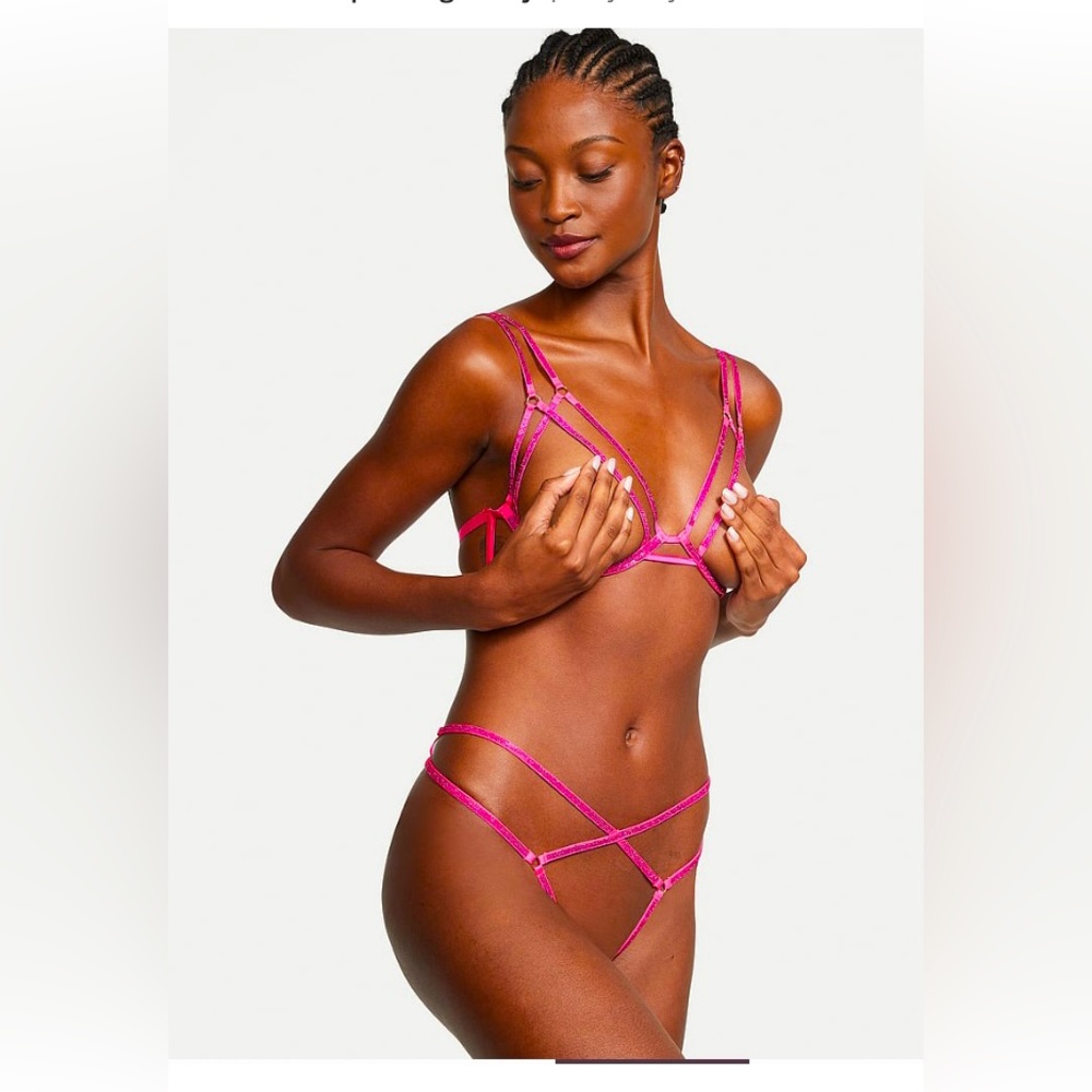 Very Sexy Shine Strap Crothless Panty In Forever Pink